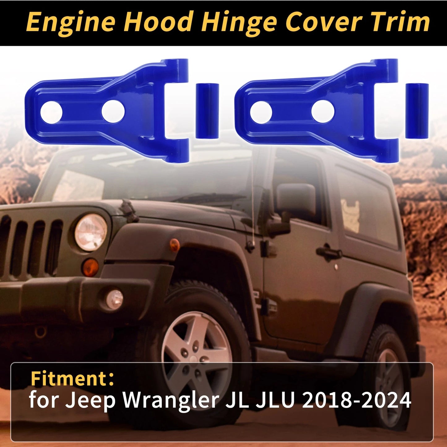 Engine Hood Hinge Covers for Jeep Wrangler JL JLU (2018-2024) - Deep Blue