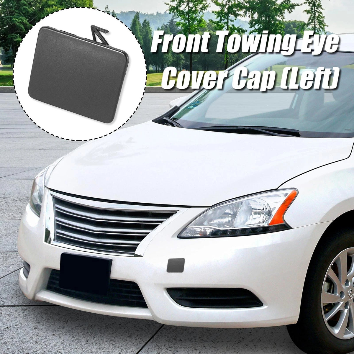 Gray Front Bumper Tow Hook Eye Cover for Nissan Sentra (2013-2015)