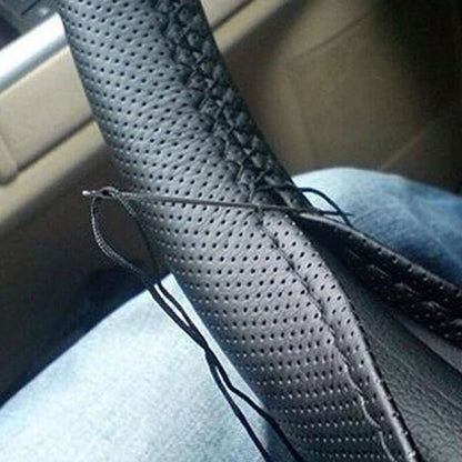 Car Steering Wheel Cover Real Leather Lace-Up Steering Wheel-Protector for AU
