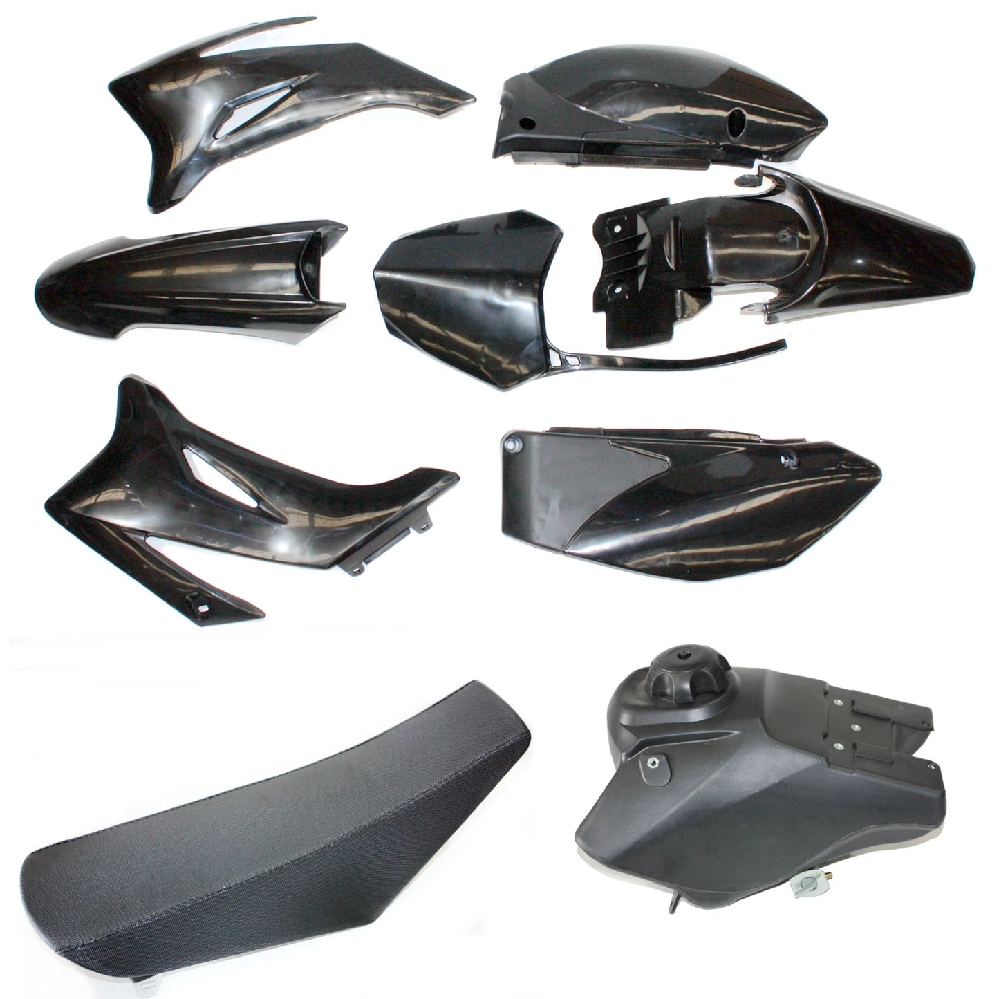 BLK TTR 110 Plastics Body Kit, Seat & Tank for Dirt Bike
