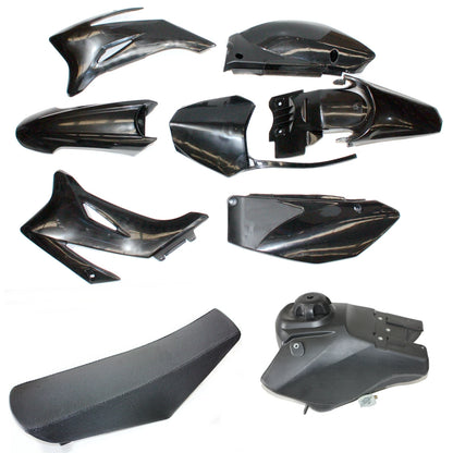 BLK TTR 110 Plastics Body Kit, Seat & Tank for Dirt Bike