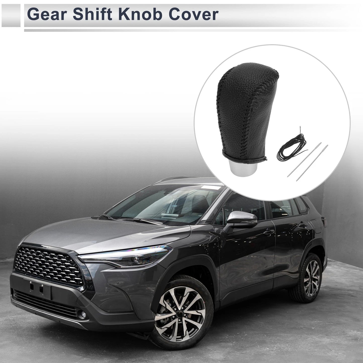 Gear Shift Knob Cover for Toyota Corolla 2009-2013 Pebbled Black Faux Leather