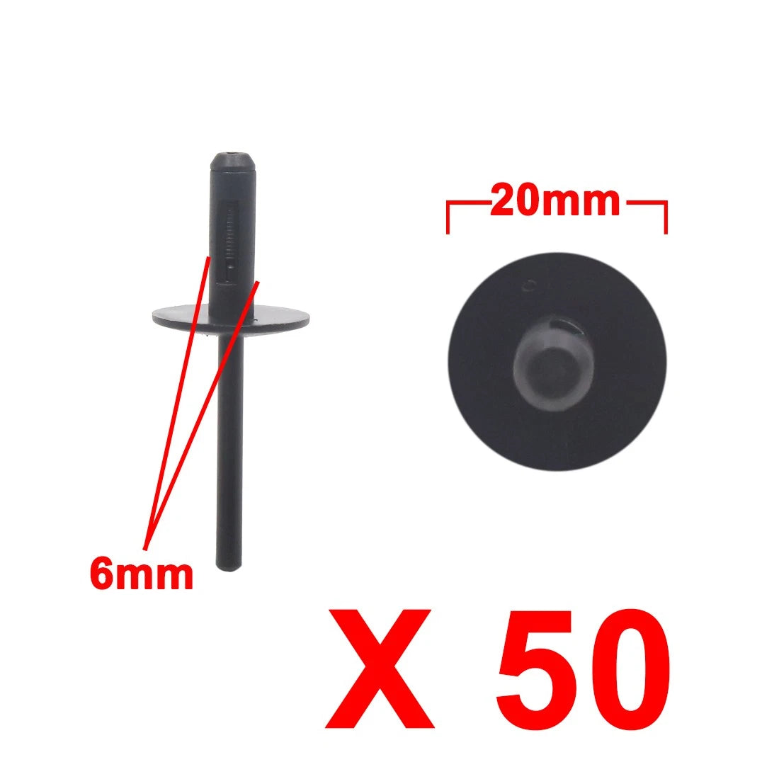 50 Pcs 6mm Plastic Rivets Fastener Clip for BMW