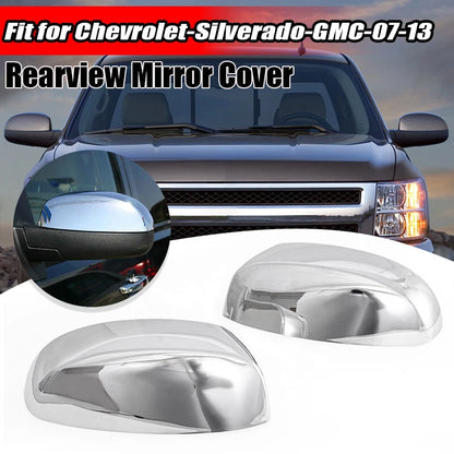 Chrome Mirror Cover Caps for 2007-2014 Silverado Tahoe Suburban Sierra Yukon