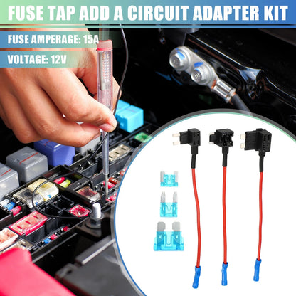 3 x Car Fuse Tap with 3 x 15A Mini Low Profile Fuses