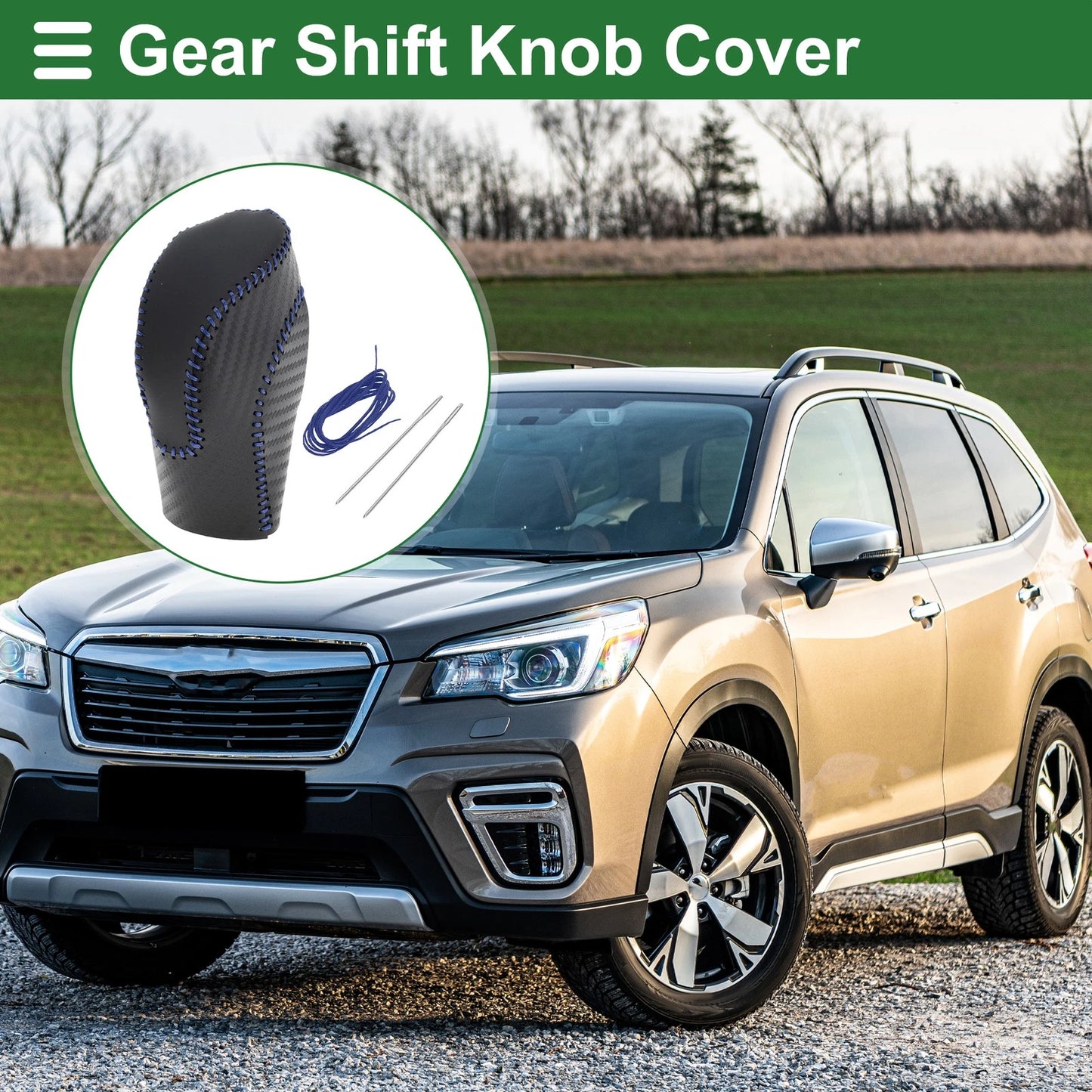 Black Carbon Fiber Gear Shift Knob Cover for Subaru Forester (2018-2023)