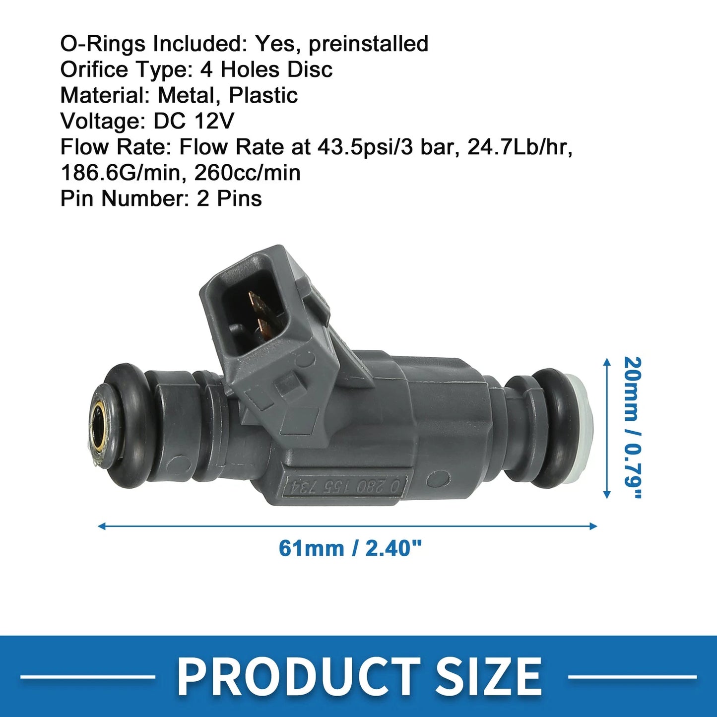 Fuel Injector for Ford Explorer 1997-2000 4.0L Black 1 x Piece
