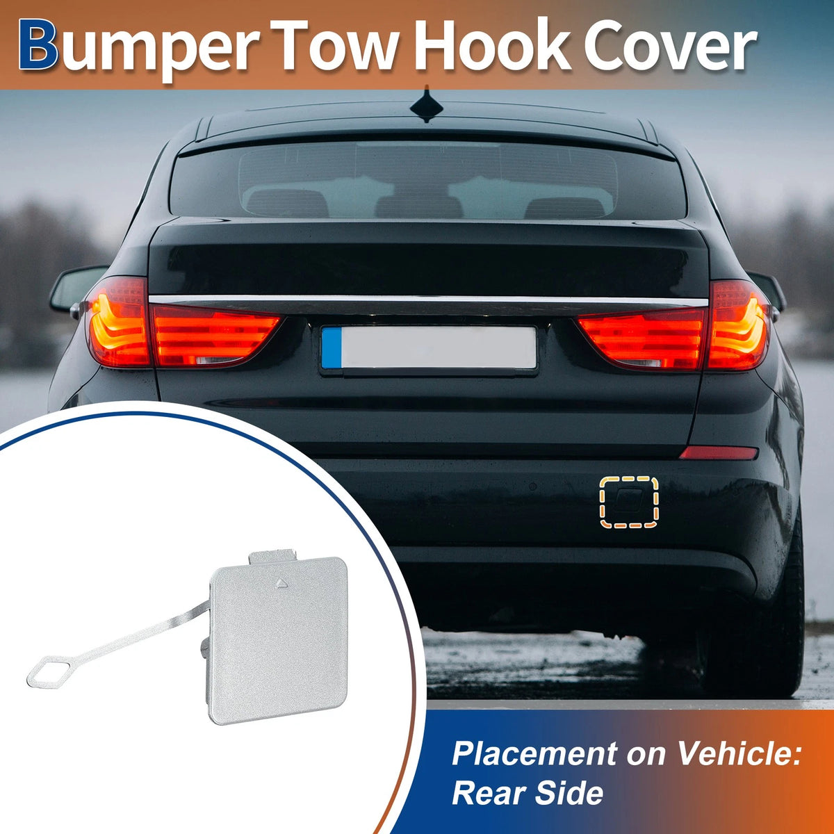 Bumper Tow Hook Cover for BMW 535i 550i GT Silver Tone