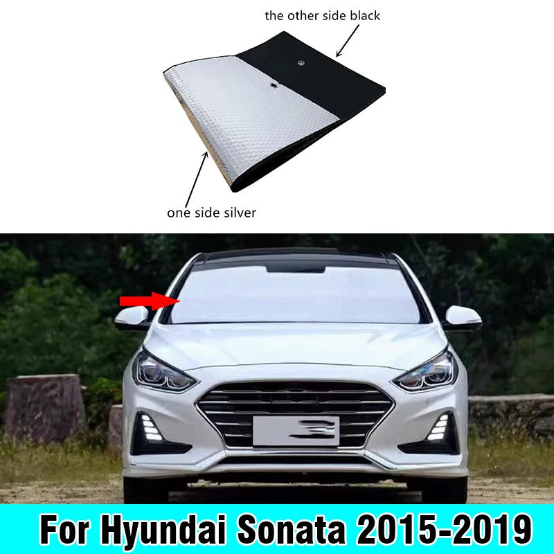 Front Windshield Interior Privacy Thick Sunshade for Hyundai Sonata (2015–2019)