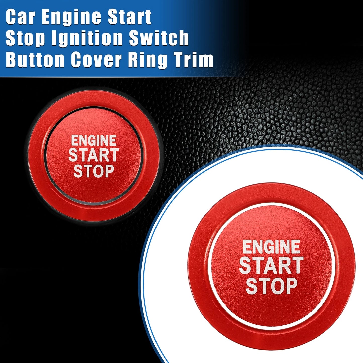 Engine Start Stop Button Cover Ring Kit for Toyota Highlander (2020-2022) Red
