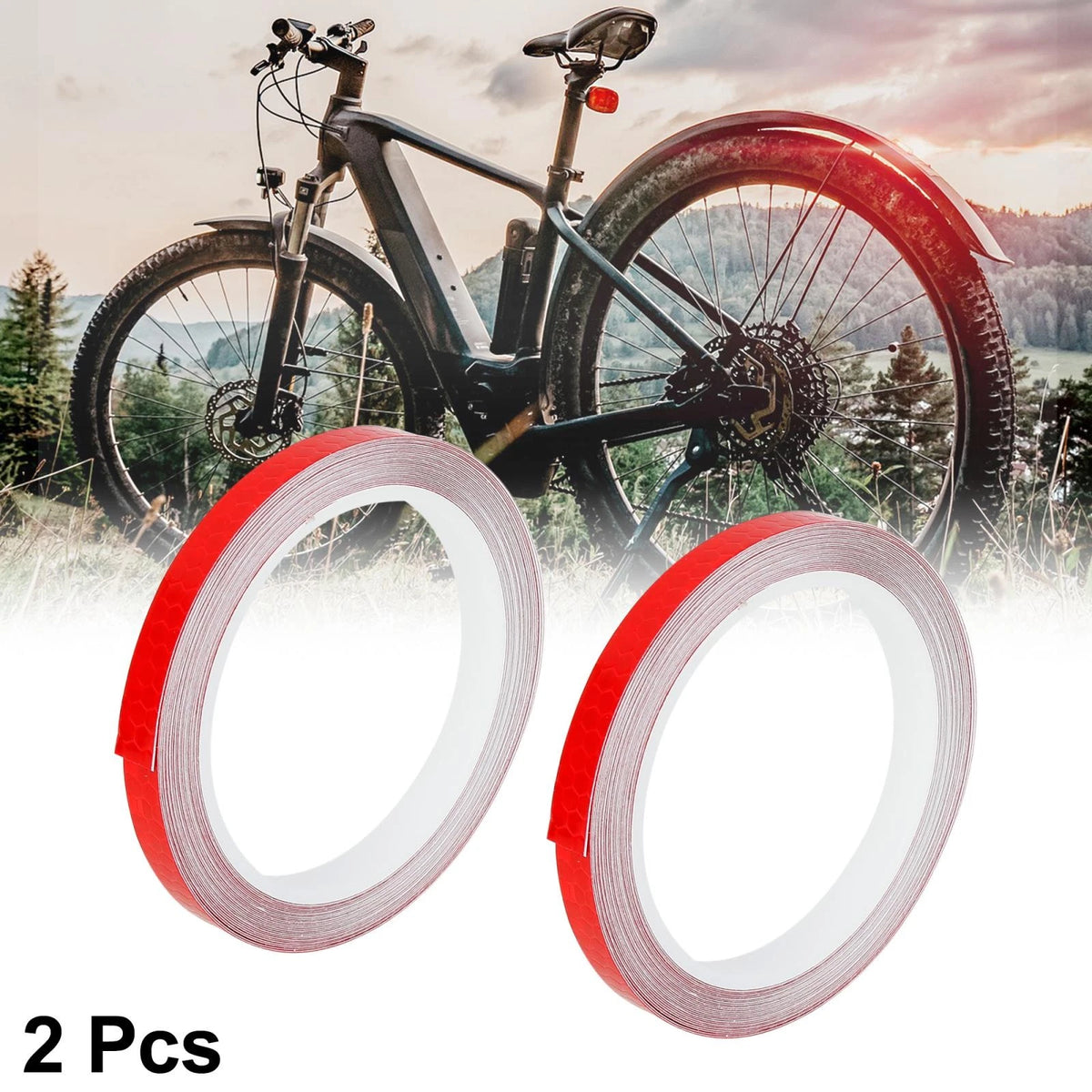2pcs 314.96" Reflective Tape Sticker Warning Tape Red for Bike Motorcycle