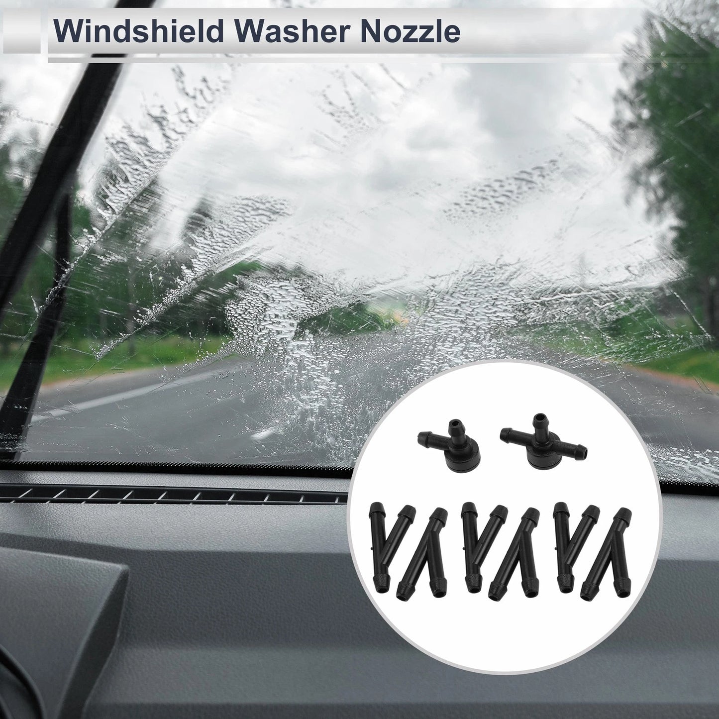 Windshield Washer Nozzle & 6 Hose Connectors for Volvo C30 (2007-2013)