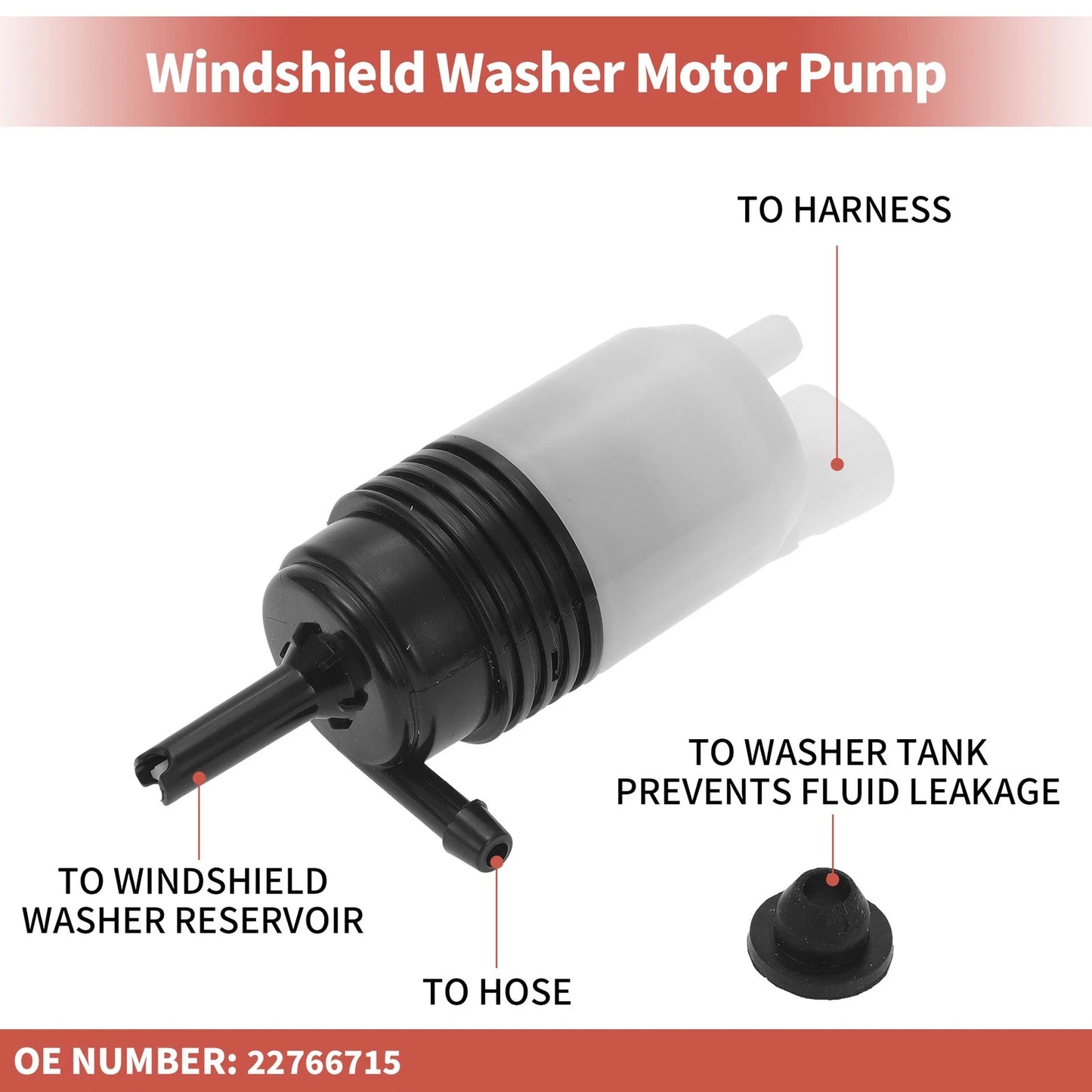 Windshield Washer Pump w/ Grommet for GMC Envoy XL (2002-2009)