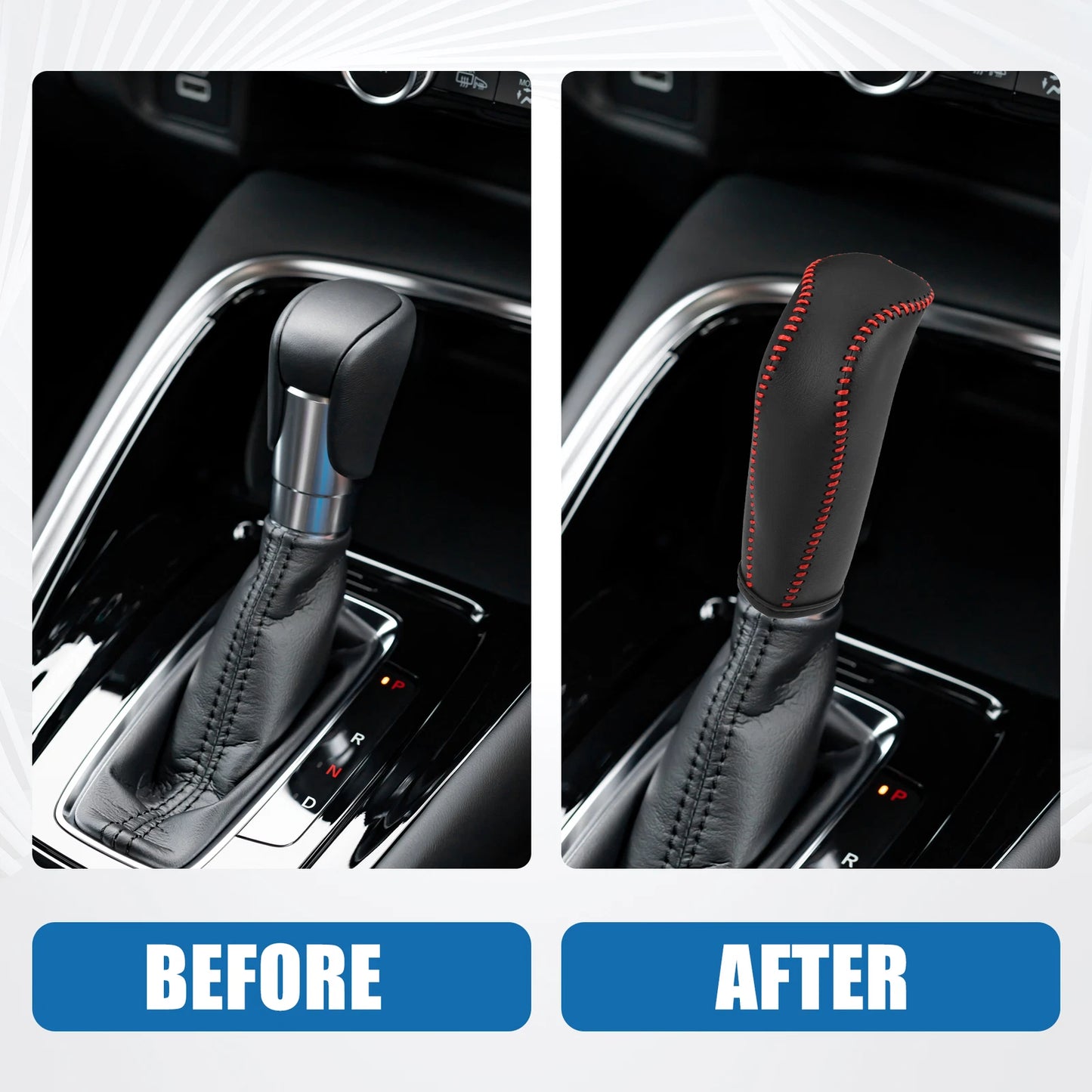 Gear Shift Lever Cover for Honda Fit (2014-2018) Red Stitches