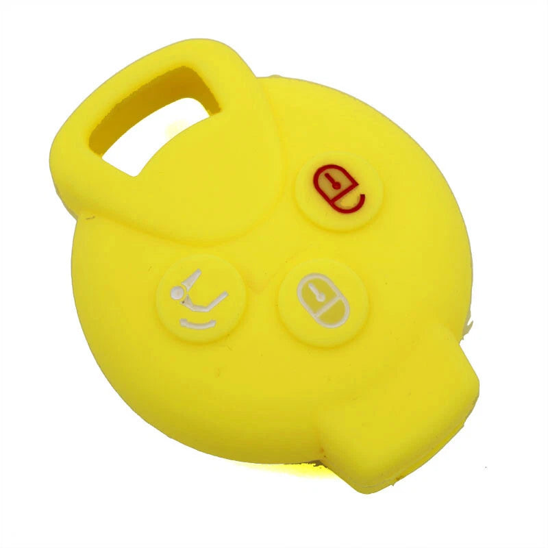 Yellow 3BTN Silicone Remote Key Cover Bag fit for SMART Fortwo