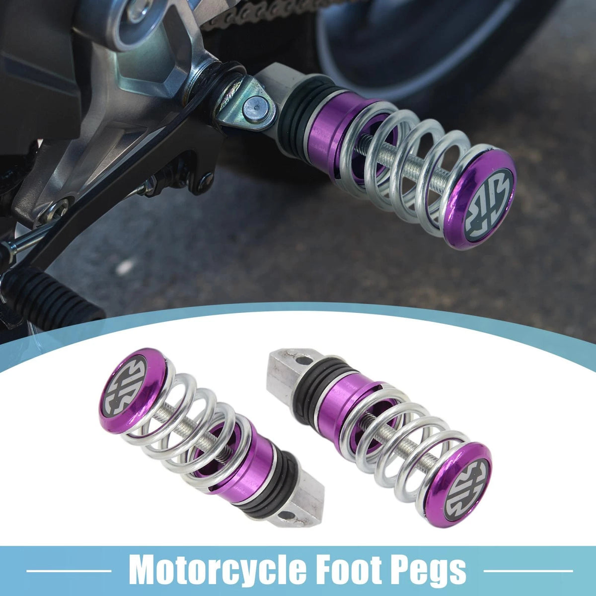 Pair / 8mm Aluminum Rearsets for Aolly Motorcycle Footpeg Purple