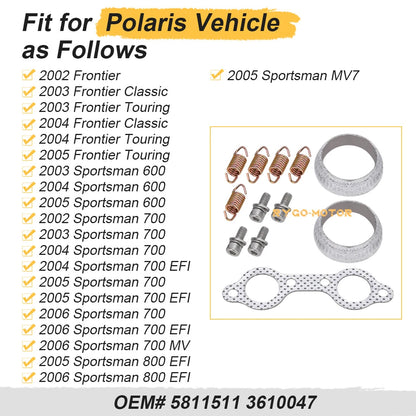 Exhaust Muffler Gasket Seal Spring Rebuild for Polaris Frontier (2002–2005)