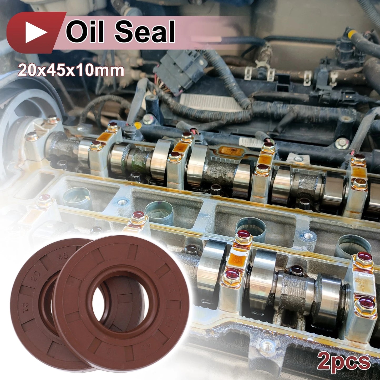 Oil Seal 20x45x10mm Brown 2 x for Make Model