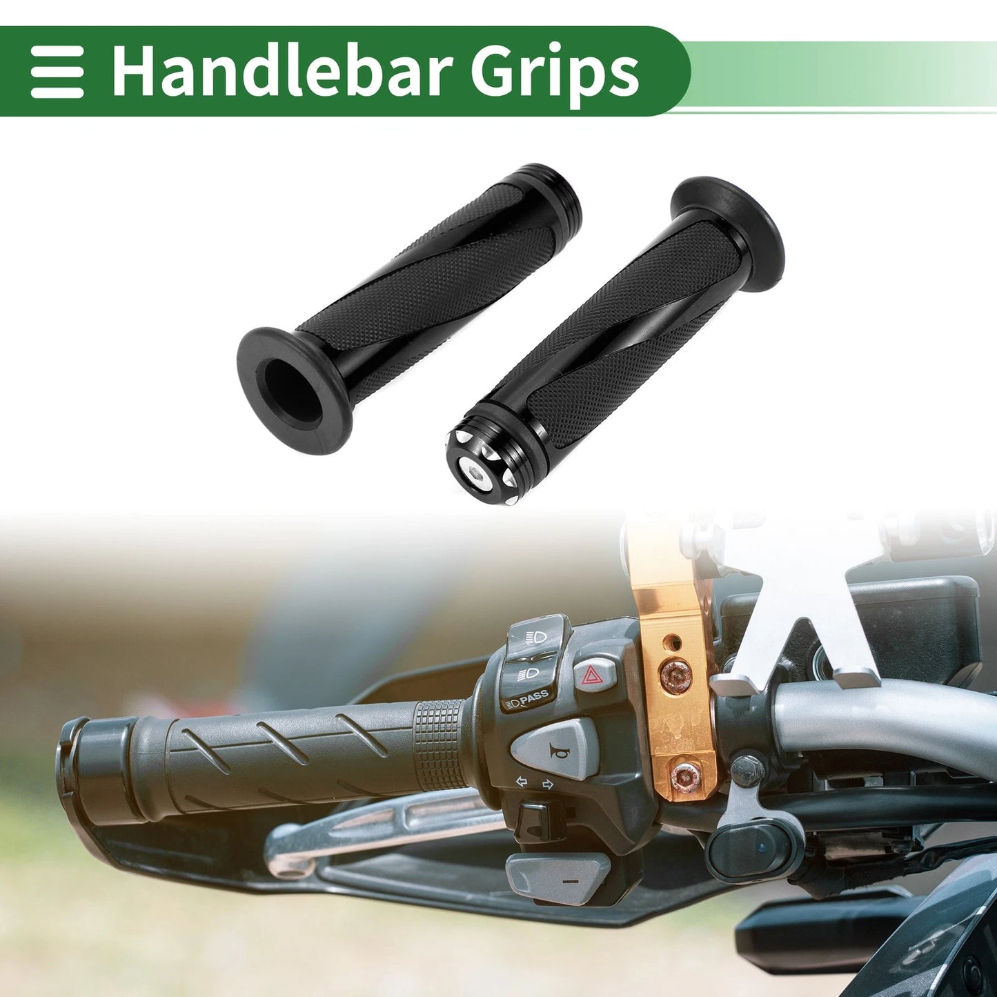 7/8" 22mm Hand Grips for Motorcycle Handle Bar Throttle Black