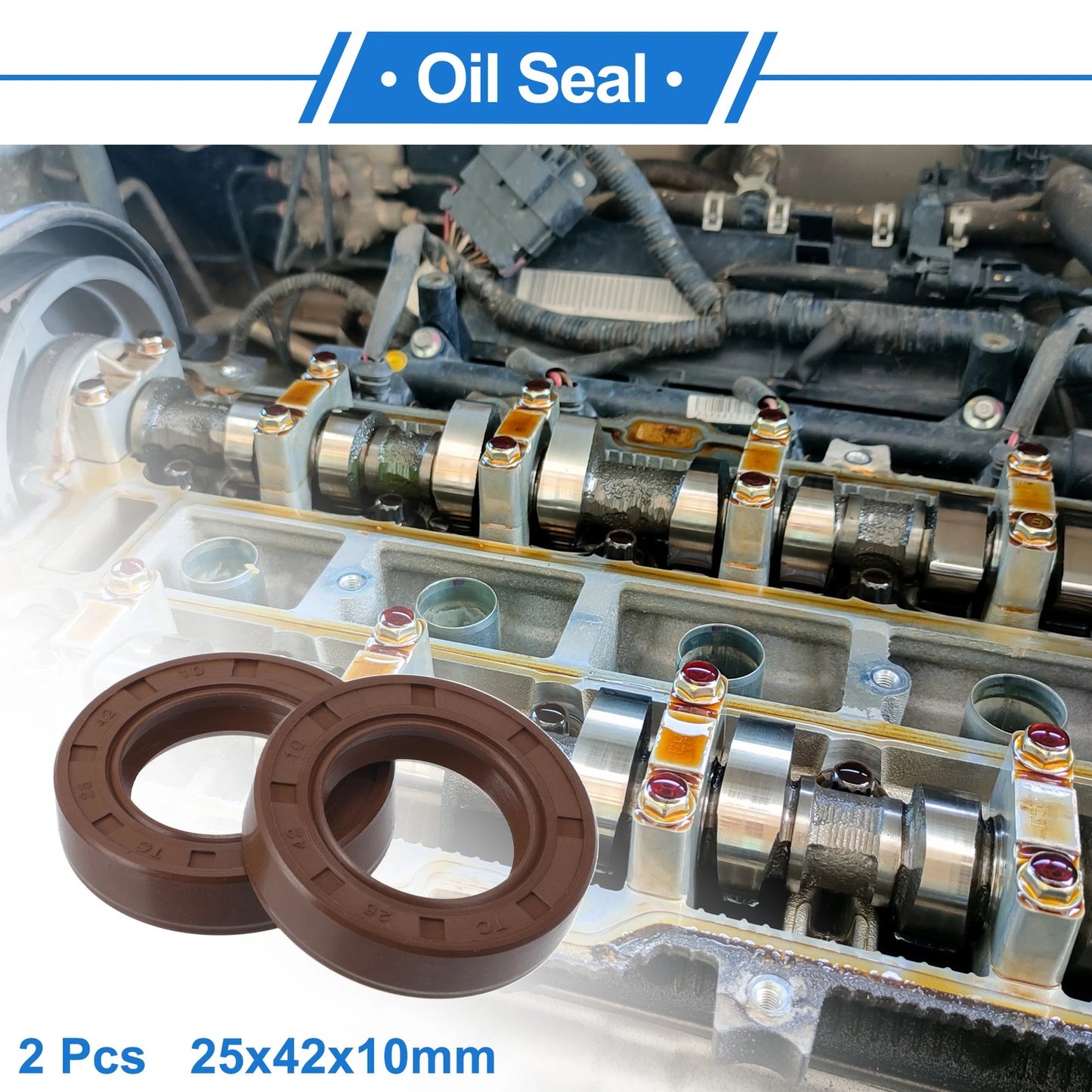 Oil Seal 25x42x10mm Brown FKM Rubber Seal Ring for Make Model