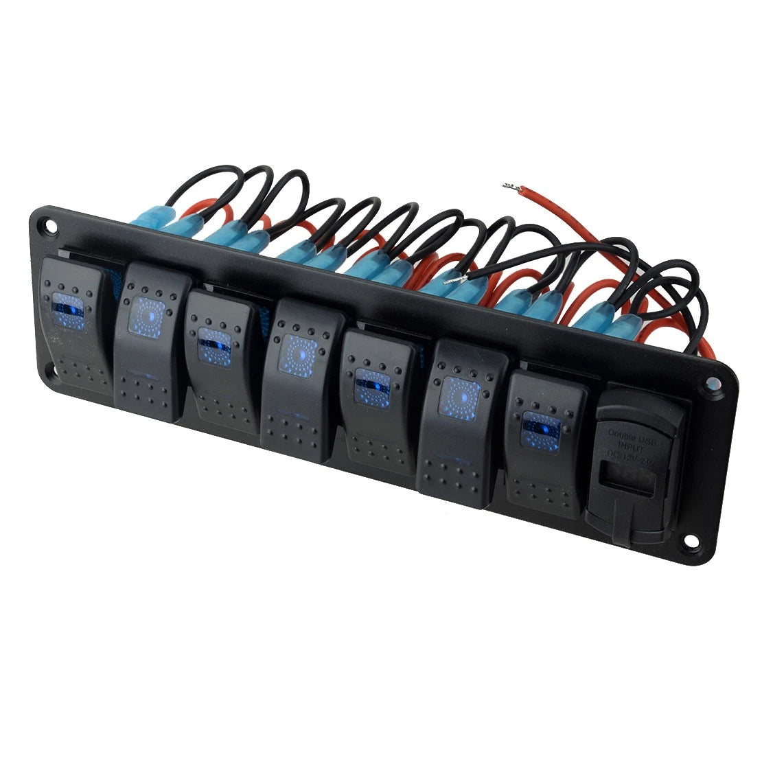 8-Gang Waterproof Circuit LED Rocker Switch Panel for Car Marine Boat
