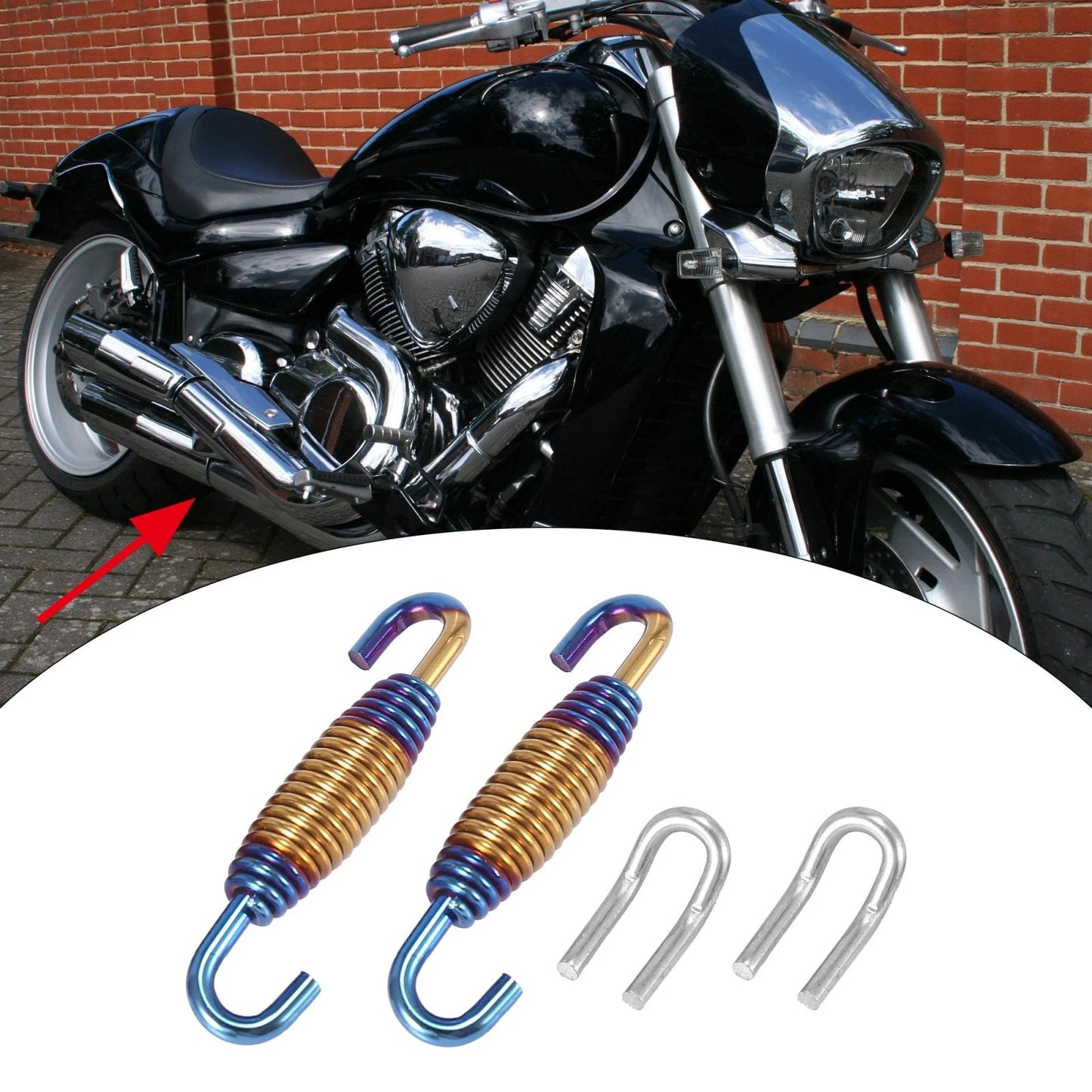Set 34mm 1.34" Motorcycle Exhaust Pipe Spring with U Shape Hook for Motorcycle