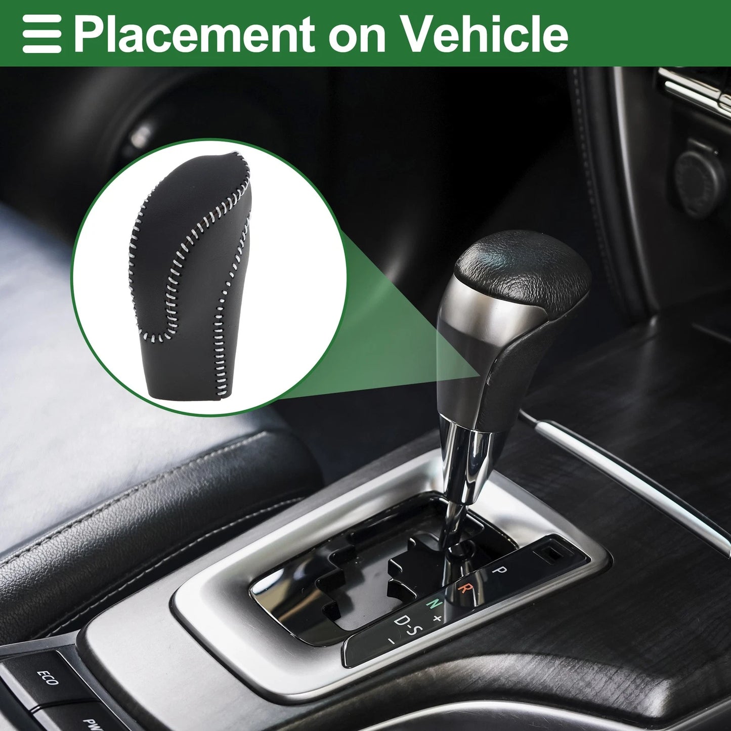 Gear Shift Knob Cover for Subaru Forester 2018-2023 Black Grey Faux Leather