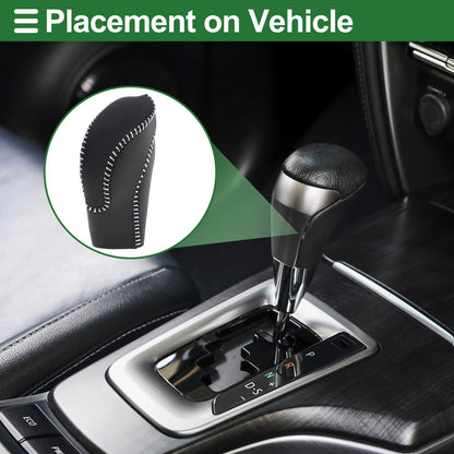 Gear Shift Knob Cover for Subaru Forester 2018-2023 Black Grey Faux Leather