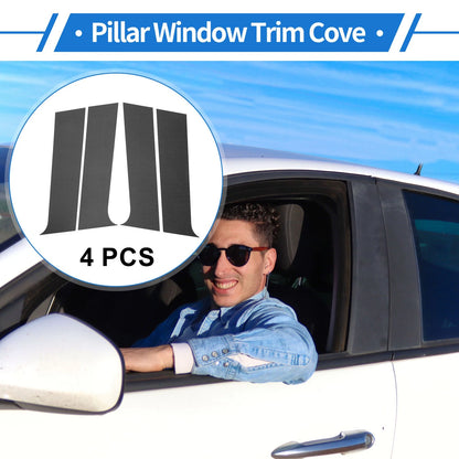 4 Pcs Door Pillar Window Trim for Peugeot 301 (2014-2019) Carbon Fiber Black