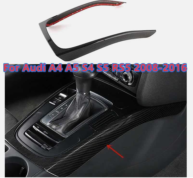 Carbon Fiber Center Console Gear Shift Frame Cover for A4 A5 S4 S5 RS5 (2008–2016)