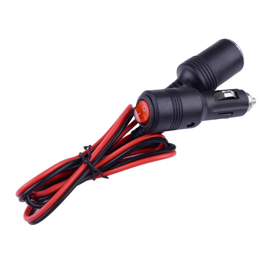 12V Car Cigarette Lighter Extension Cable Plug Adapter with Switch