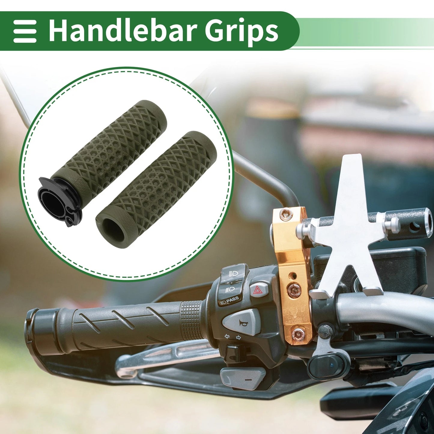 7/8" 22mm Hand Grips Cover Handlebar Cover TPU Green