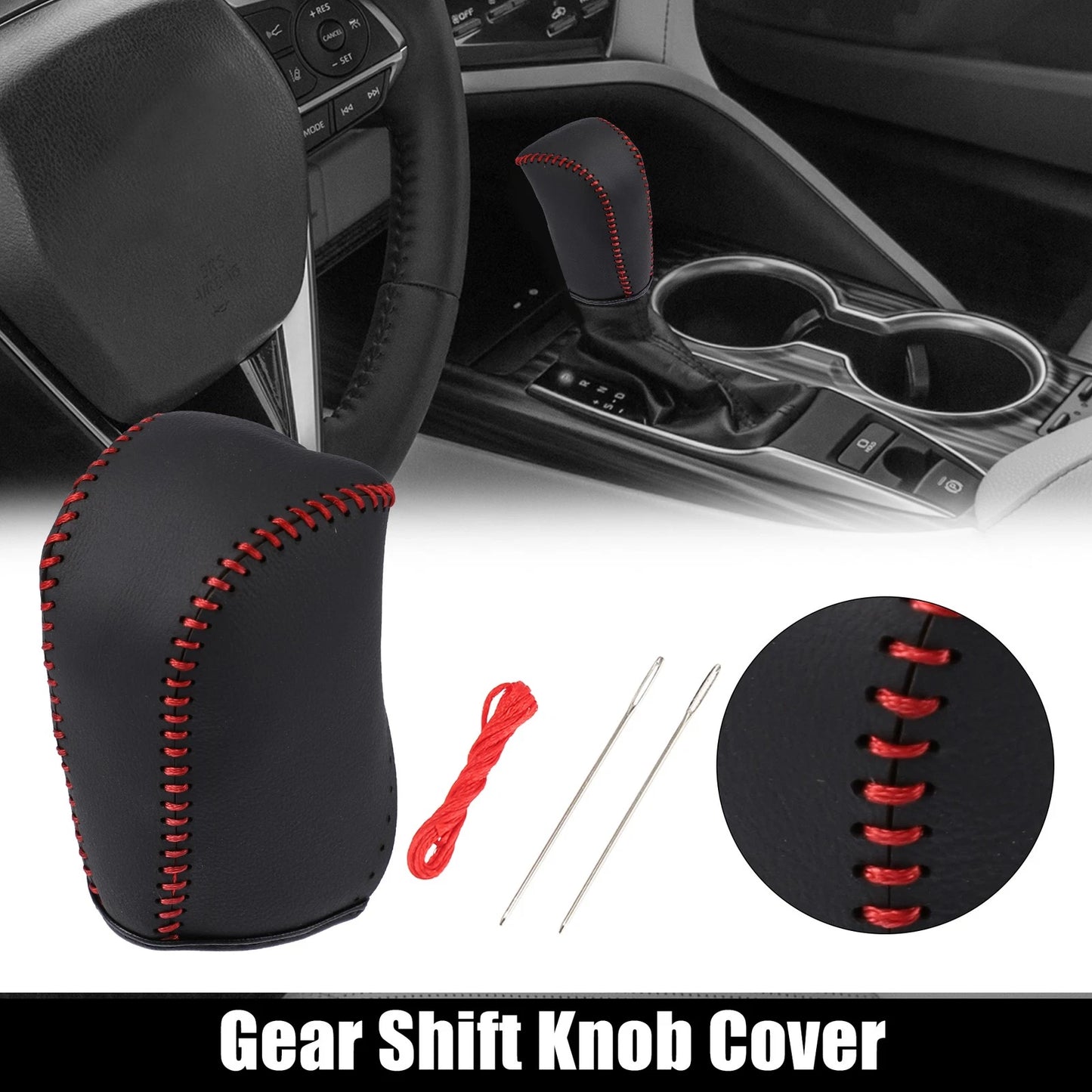 Black Faux Leather Gear Shift Knob Cover for Toyota Camry (2007–2011)