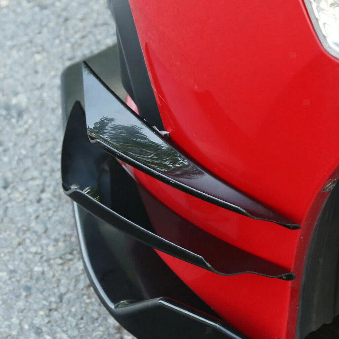 4 x Front Bumper Side Canards Splitter Fins Spoiler Glossy Black Universal