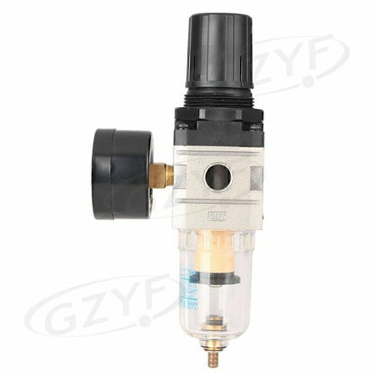 Air Pressure Filter Gauge & In-Line Water Oil Trap for Spray Gun (0-150 PSI)