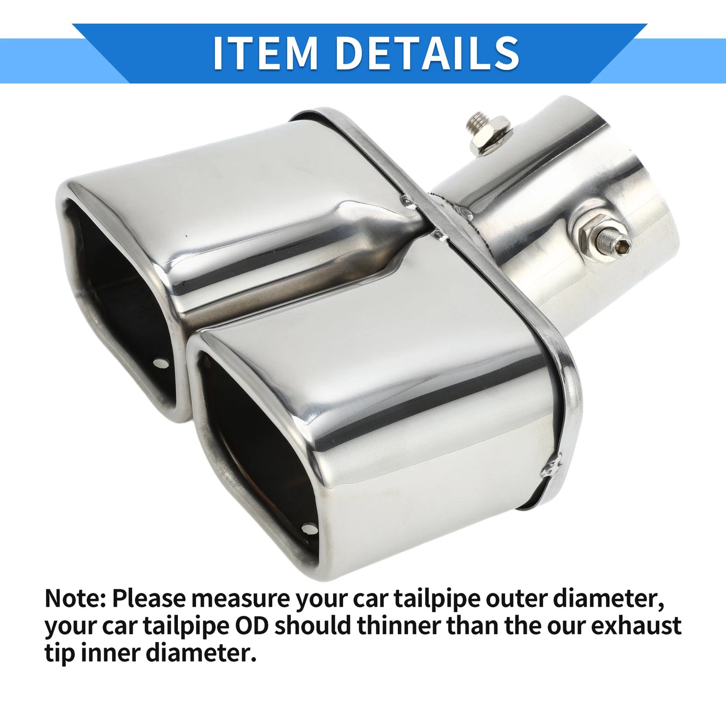 2 x 2.4" Square Curved Slant Cut Dual Exhaust Tips for Toyota Raize (2020-2023)