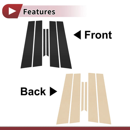 6 x Door Pillar Window Trim Black for Toyota Reiz (2005–2009)