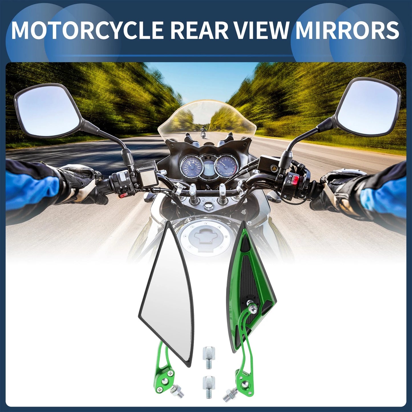 M8/M10 Rear View Mirrors for M8/M10 Green Aluminum Alloy