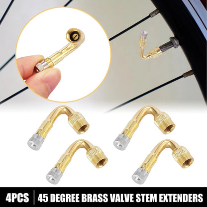 4 x Tyre Valve Stem Extension Gold Tone for Car Motorcycle