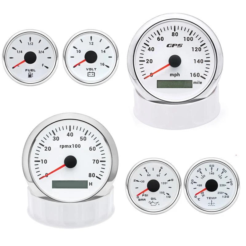 6 Gauge Set Speedo Tacho Oil Temp Fuel Volt for Car Truck Boat Marine