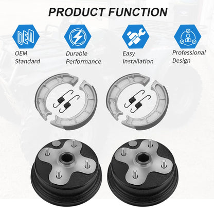 Front/Rear Wheel Brake Drum Hub & Brake Shoes 2 x for Yamaha Timberwolf 250 ATV