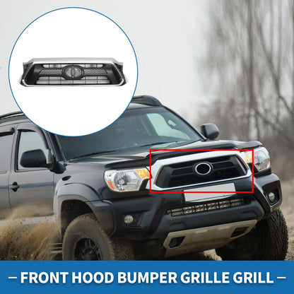 Chrome Silver Black Front Hood Bumper Grille for Toyota Tacoma (2012)