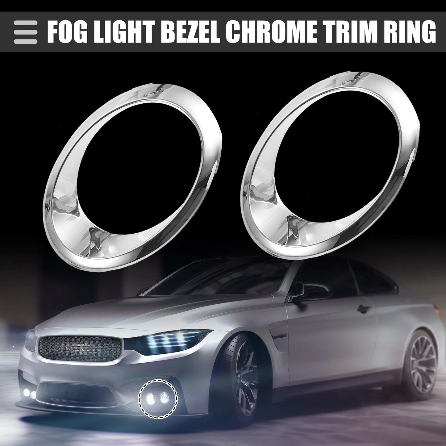 Fog Light Bezel for Ford (DS7Z17E811AA) Chrome Silver Tone (2013-2014)