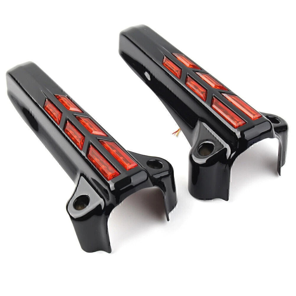 Front Lower Fork Leg Covers LED Amber Lights for Harley FLHR FLHTK FLHX (14-20)