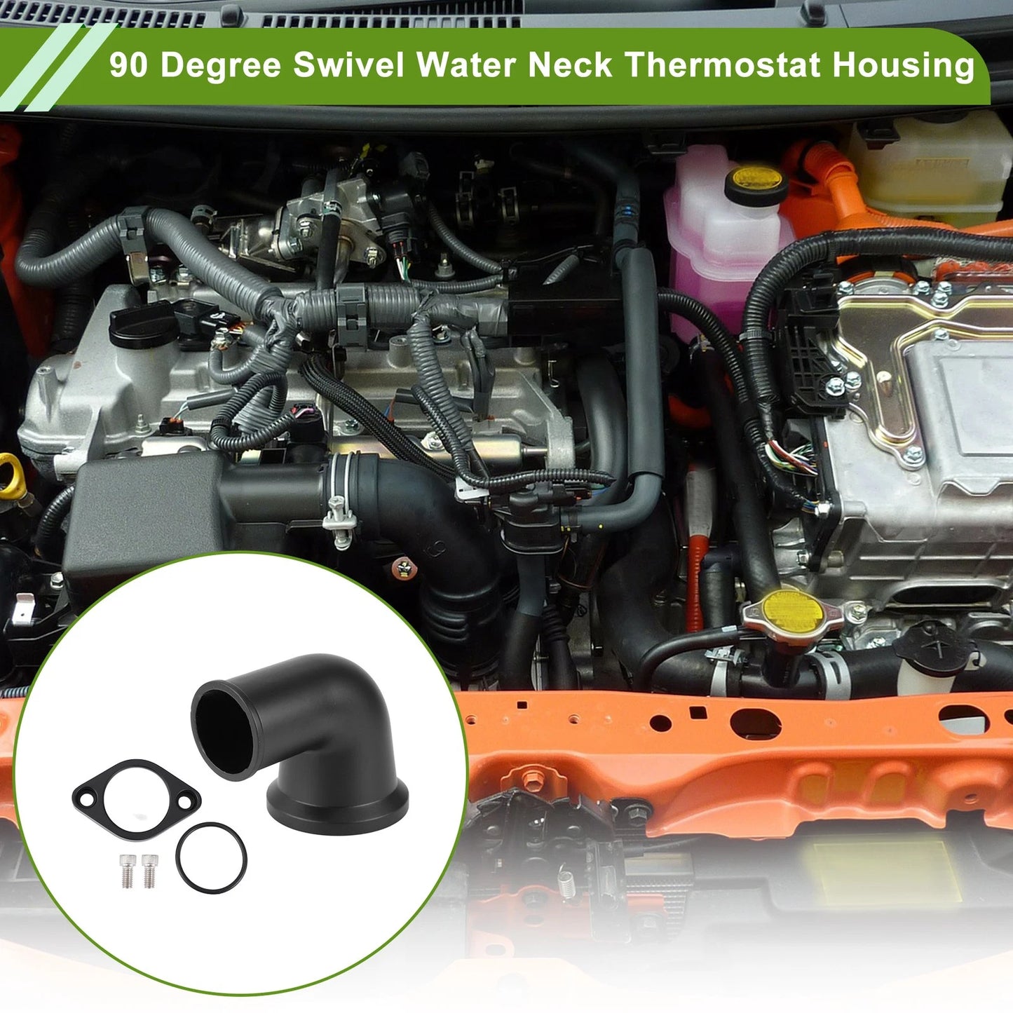 90�� Swivel Water Neck Thermostat Housing for Chevy SBC BBC Black