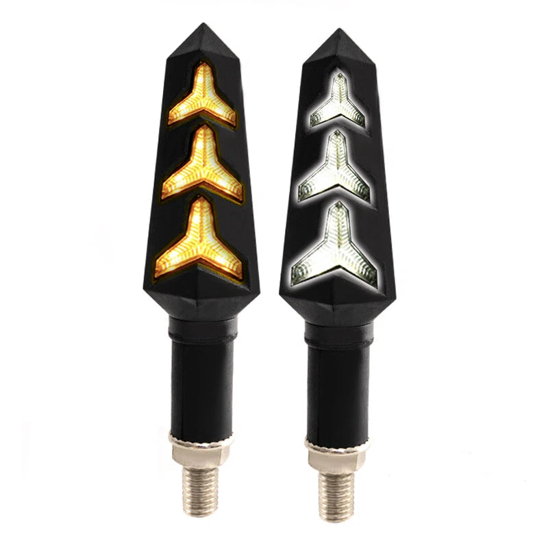 2 x Amber & White LED Motorcycle Turn Signal Indicators