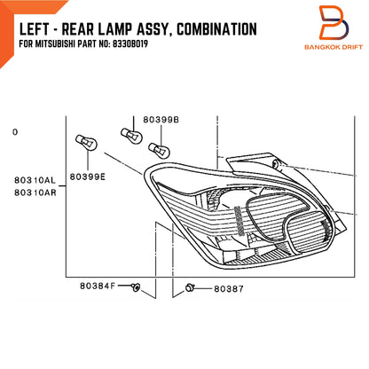 LH LED Tail Lamp for Mitsubishi Mirage Hatchback (2016-2019)