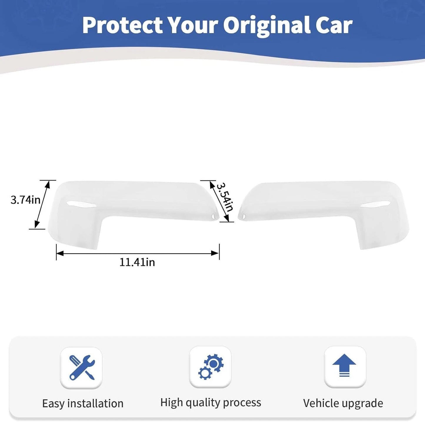 Top Half Mirror Cover Caps for 2019-2024 Chevy Silverado/GMC Sierra 1500 White