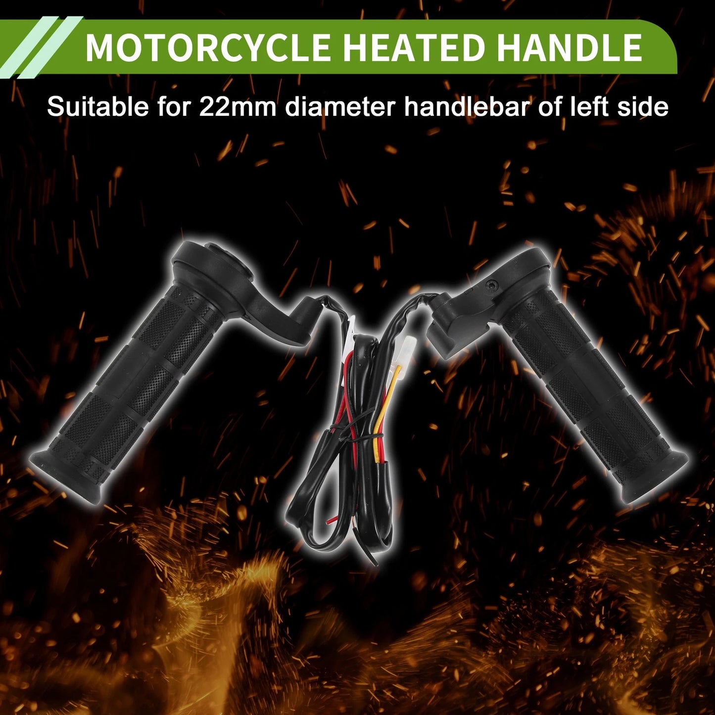 Heated Handlebar Grips Cover TPU ABS Metal Black for Motorcycle