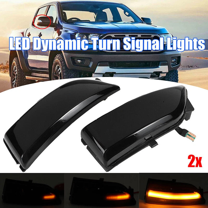Smoked LED Dynamic Side Mirror Indicator Light for Ford Ranger Lariat T6 Raptor